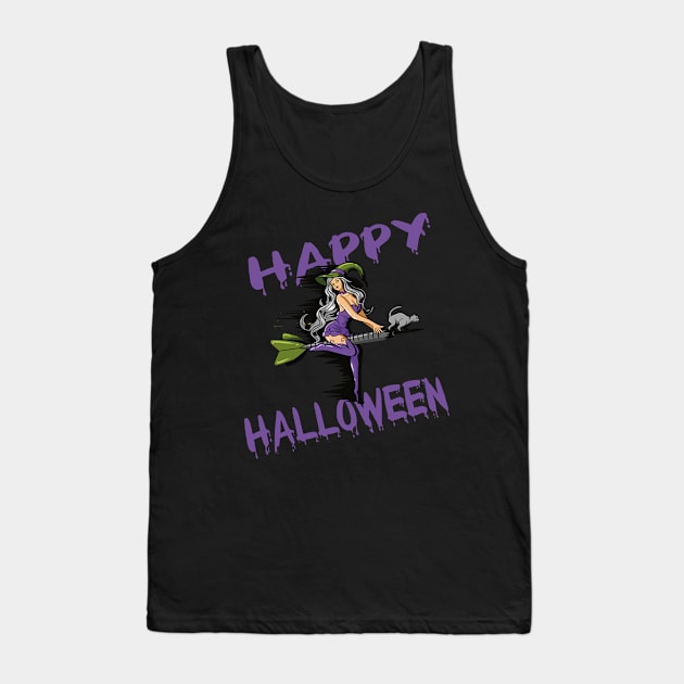 Happy Halloween Witch on Darts Costume Gift Tank Top by Luxara